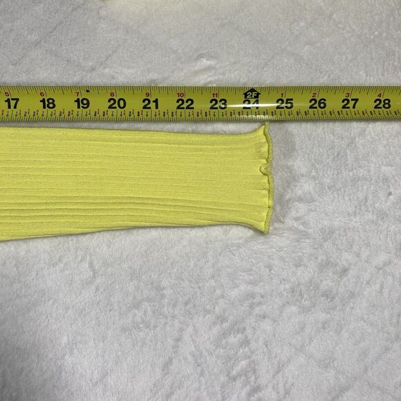 Lulus Bright Yellow Knit Two-Piece Cardigan Set Stretch Preppy Spring Sz Lg NWT - Picture 7 of 8